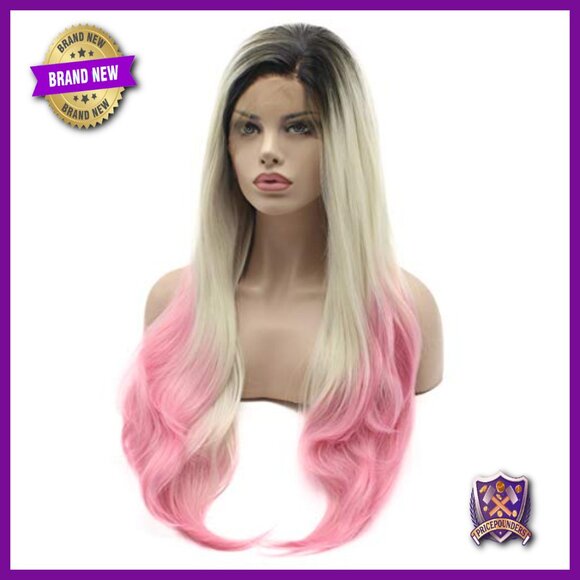 28 Inch Straight Synthetic Lace Front Wig Heat Friendly Heavy Density